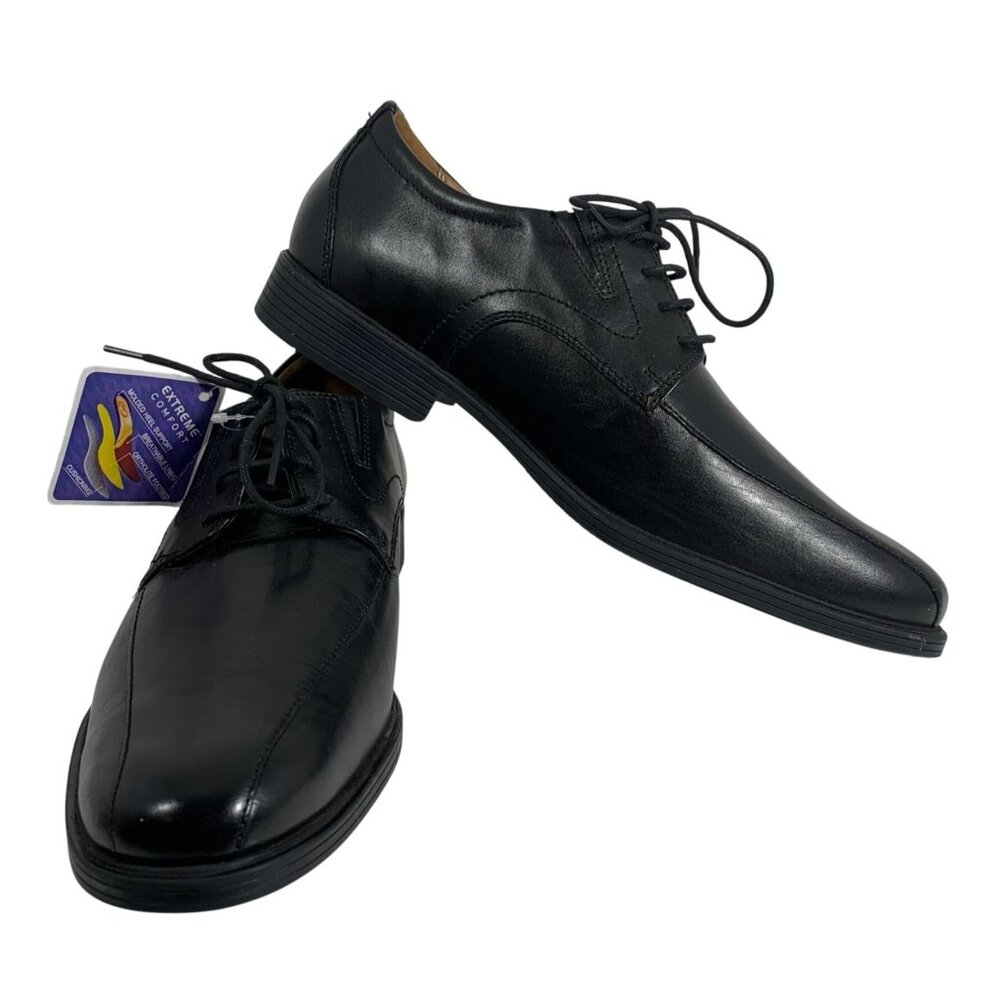 Clarks Collection Whiddon Black Leather Lace Up Derby Shoes Mens 11.5W-worn once